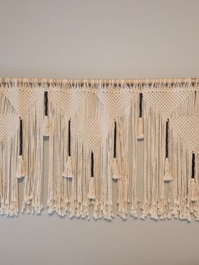 King Size Handmade Cream Macramé Wall Hanging